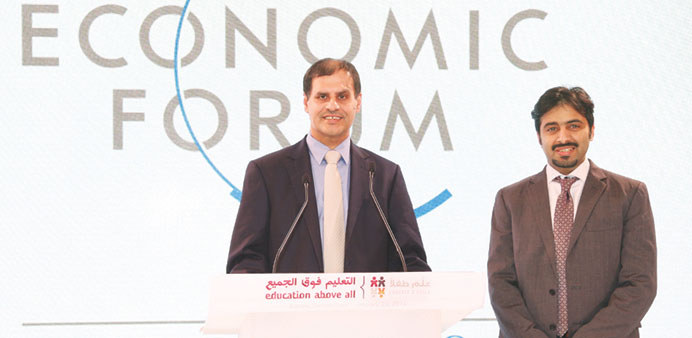 EAA officials, Dr Abdullah al-Kubaisi  and  Fahed al-Sulaiti at the WEF.