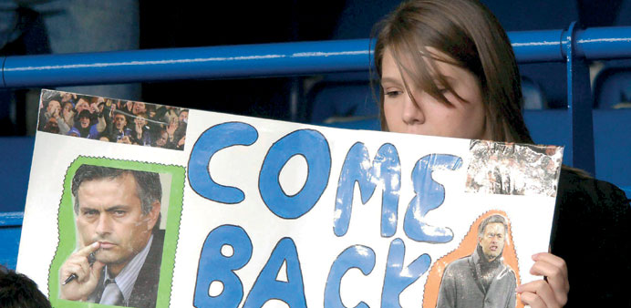 In this file picture dated September 29, 2007, shows a Chelsea fan showing support for Jose Mourinho at Stamford Bridge in London. (EPA)