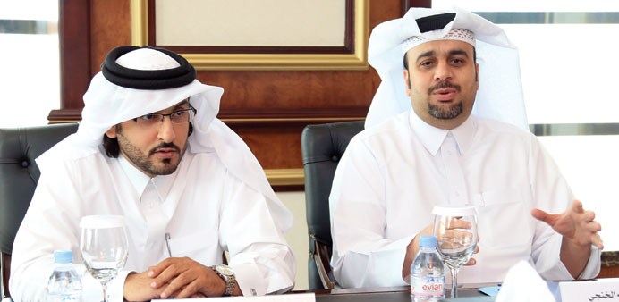 Mawani Qatar CEO Captain Abdulla al-Khanji (right) speaks as MBT official Saed Qadar looks on. PICTURE: Jayan Orma