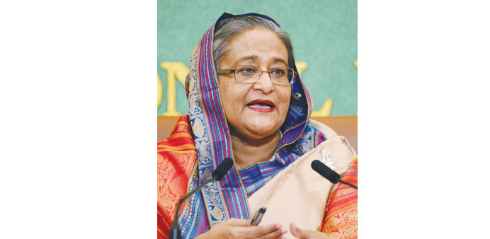 Sheikh Hasina speaking at Japanu2019s national press club in Tokyo yesterday.