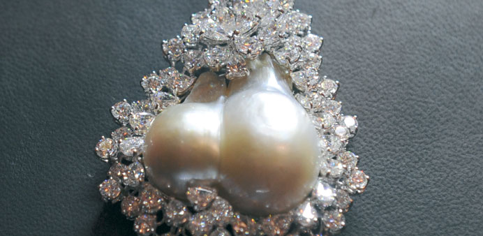   A diamond studded necklace at the Al Tawash gallery. PICTURE: Jayan Orma