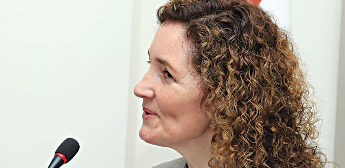 Caroline Bos speaking at a session on u2018Global challenges Dutch solutions, yesterday