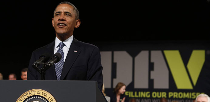US President Barack Obama speaks at the Disabled American Veterans National Convention in Orlando, Florida, yesterday.