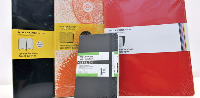 * A range of Moleskine notebooks offered by a shop in Berlin, Germany by the trendy Italian manufacturer.