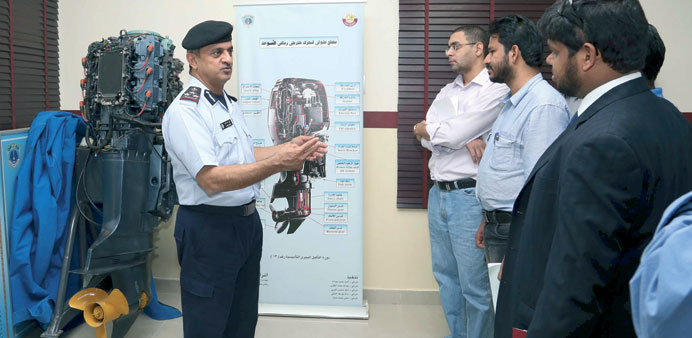 Brigadier al-Badeed explaining that boat drivers should have the basic technical training to know how their boats work.
