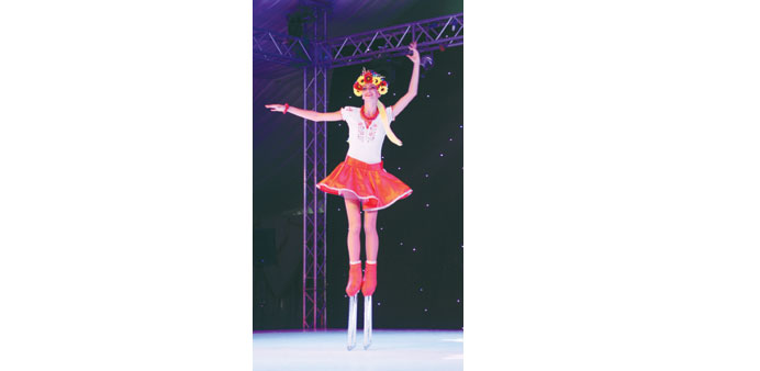 Acrobat  showing off her skills at Souq Waqif. PICTURE: Shameer Rasheed