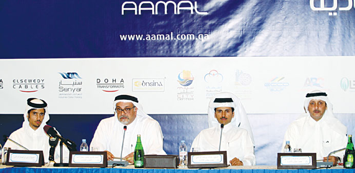 Aamal board members addressing the shareholders at the AGM yesterday.