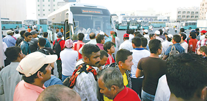 While the Central Bus Station remains crowded, workers in Industrial Area and Wakrah are short of bus services.