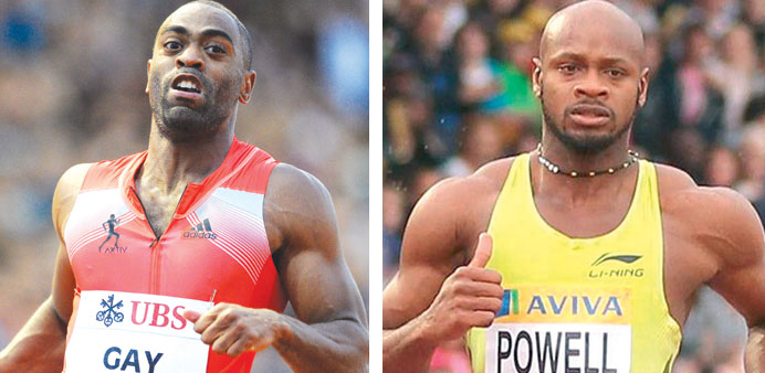 File picture of Tyson Gay and Asafa Powell