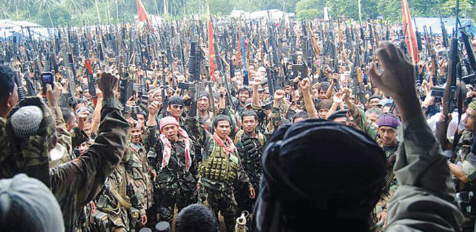  Muslim rebels gather for a rally