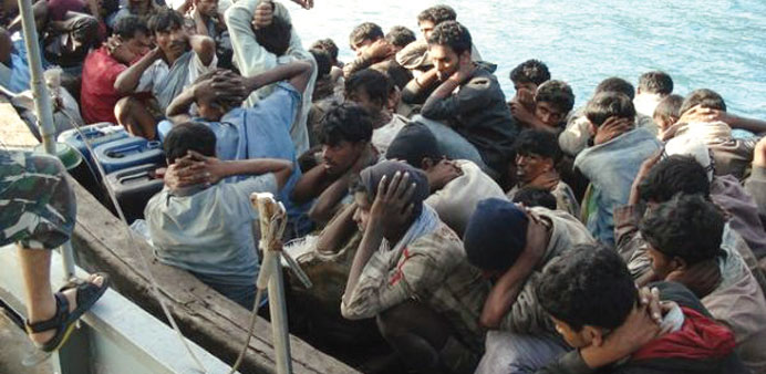 Rohingya boat people who were found adrift off Indonesia.