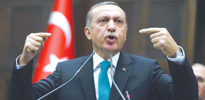 Prime Minister Recep Tayyip Erdogan speaks in the Turkish Parliament in Ankara.