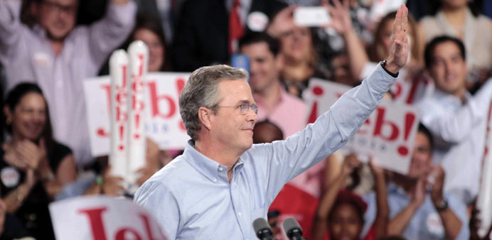 Republican US presidential candidate and former Florida Governor Jeb Bush formally announces his campaign for the 2016 Republican presidential nominat