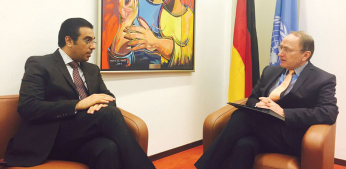 Dr Ali bin Samikh al-Marri meeting with Joachim Rucker.