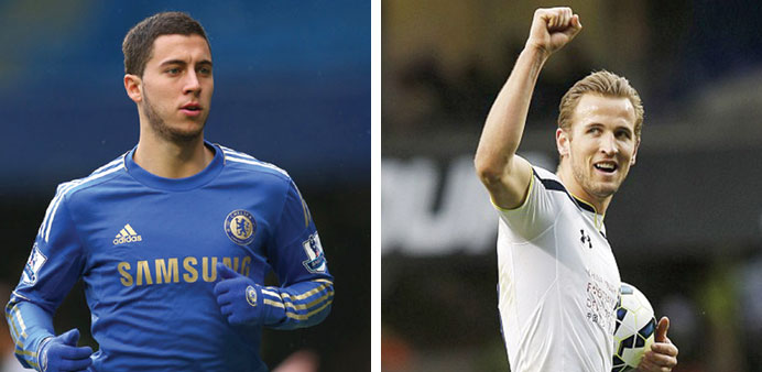Chelseau2019s Eden Hazard  and Spurs striker Harry Kane