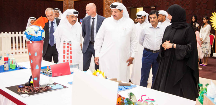 Khalifa al-Sowaidi along with others at the opening of the event yesterday.