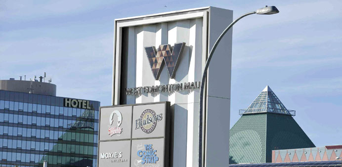 A marquee is seen outside West Edmonton Mall in Edmonton.