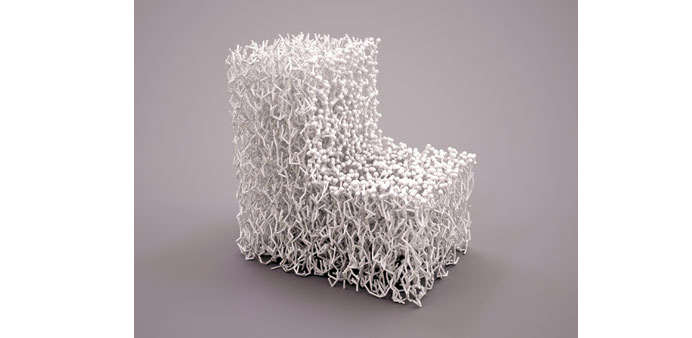 * A complicated sculpted chair created with design software and 3-D printing by the Francis Bitonti Studio.
