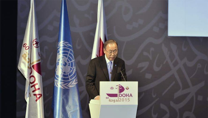 Ban Ki-moon, Secretary General of the UN, Speaks at the opening session of the UN Congress on Crime Prevention and Criminal Justice