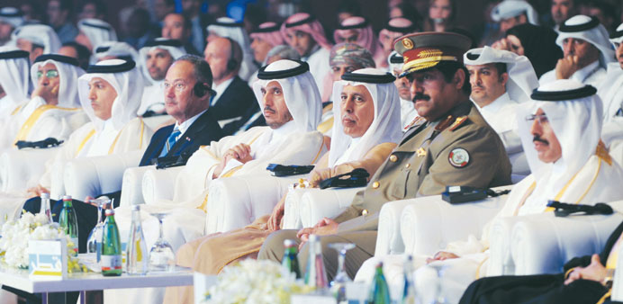 HE the Prime Minister and Minister of Interior Sheikh Abdullah bin Nasser bin Khalifa al-Thani with senior officials at the WSSF.