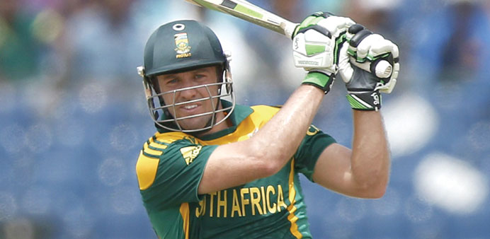 South Africa captain AB de Villiers sends one to the fence during his 71-ball 108 against Sri Lanka in the third and final ODI yesterday. (AFP)