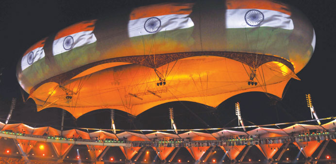 A file picture from the 2010 Commonwealth Games opening ceremony in New Delhi.
