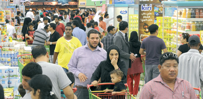 Heavy rush at a hypermarket yesterday for pre-Ramadan shopping. The fasting month of Ramadan begins in Qatar tomorrow. PICTURE: Noushad Thekkayil