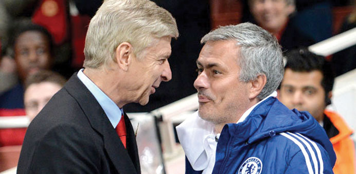 Arsenal manager Arsene Wenger (left) with his Chelsea counterpart Jose Mourinho.
