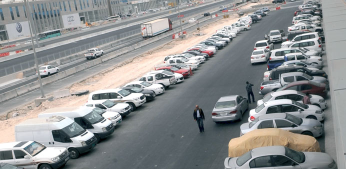 Vehicles parked along Salwa Road. Picture: Shemeer Rasheed