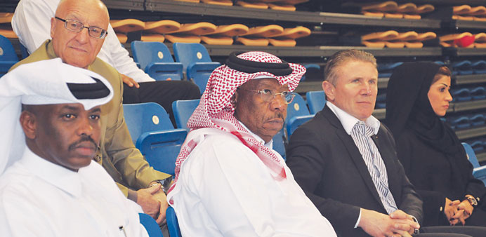 QAAF president Dahlan Jamaan al-Hamad (L) with legendary pole vaulter Sergey Bubka at the Aspire Academy yesterday. PICTURE: ND Prashant