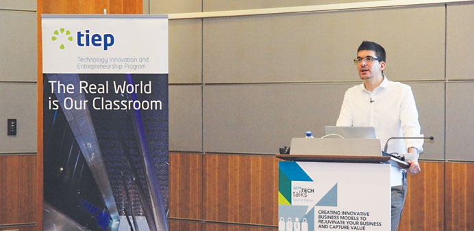 Dr Alexander Osterwalder speaking at the programme.
