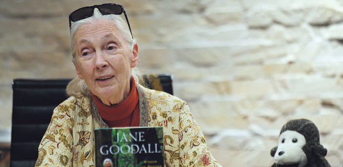 British primatologist and anthropologist Jane Goodall gives a talk on her new book u2018Seeds of Hopeu2019 in Nairobi.