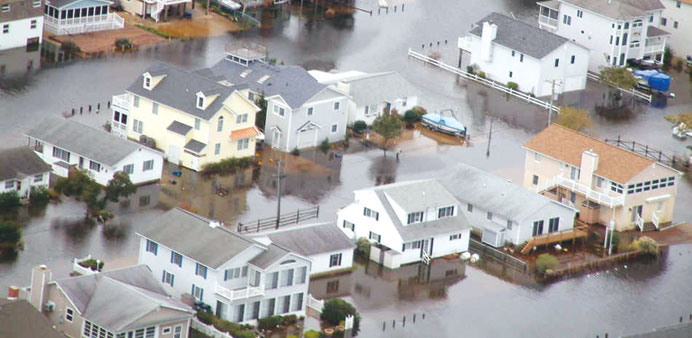 Aerial shot of damage after superstorm Sandy
