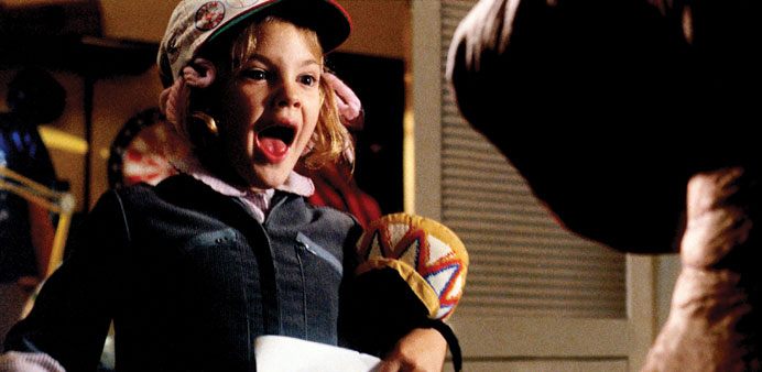STAR CHILD: Drew Barrymore on the sets of the world famous flick E.T.