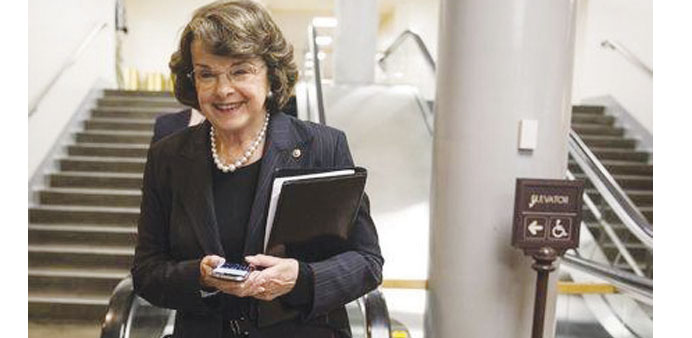 US senator Dianne Feinstein (D-CA) after the vote approving Loretta Lynch to be attorney general.