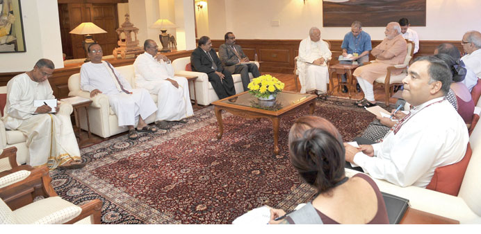 The Tamil National Alliance delegation meets Indian Prime Minister Narendra Modi in New Delhi yesterday.