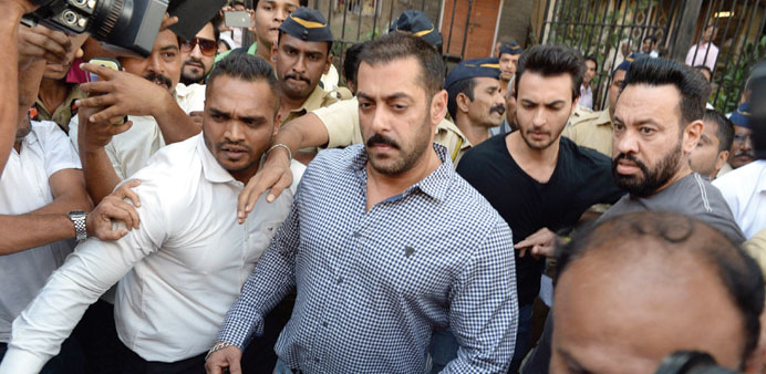Salman Khan comes out of the Bombay High Court after being acquitted of culpable homicide.