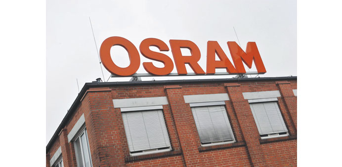 The company logo of Osram is seen on a building at its factory in Berlin. Osram has announced as many as 7,800 job losses on an internation scale, as 