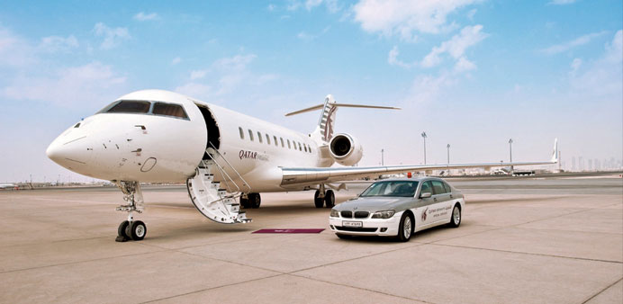 A Qatar Executive private jet with meet-and-assist facility for VIPs.