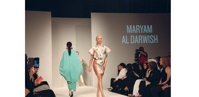 Models showcase some of Maryam al-Darwishu2019s designs. 