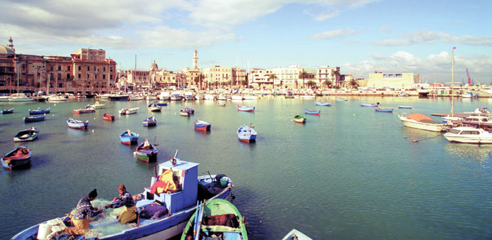 The port of Bari, the town which lies at the heart of Apulia.