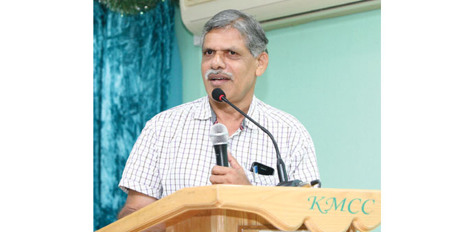    Prof Kunhikrishnan addressing the session on climate change yesterday.