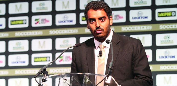Ooredoo chief new business officer Sheikh Nasser bin Hamad bin Nasser al-Thani delivers his speech.