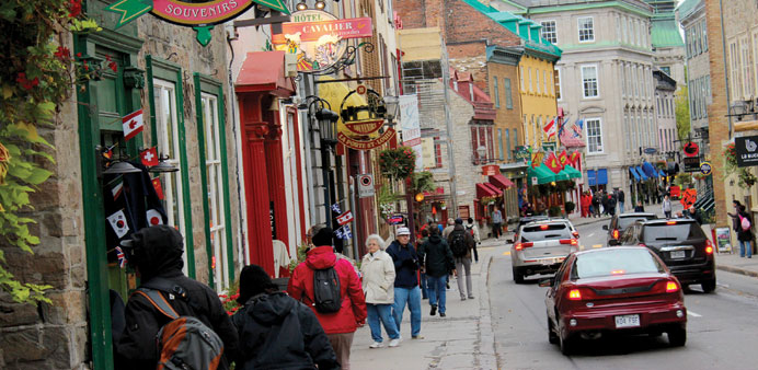 COLOURFUL: In the Upper Town of Quebec City, fall visitors enjoy the brisk days.