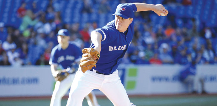 Toronto Blue Jaysu2019 Aaron Loup pitches against Tampa Bay Rays in the eighth inning of theirMLB American League game in Toronto on Saturday. (Reuters)