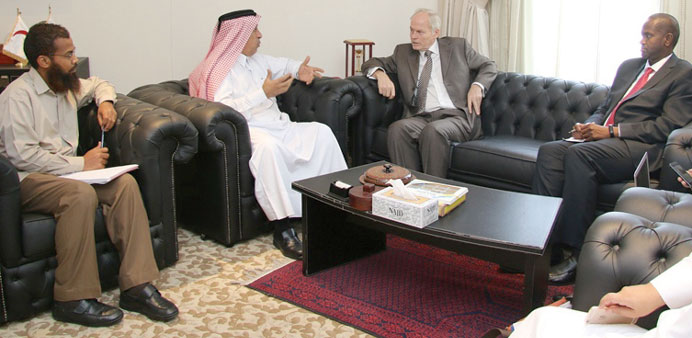 Al-Mohannadi (second left) in discussion with the UN delegation yesterday in Doha.