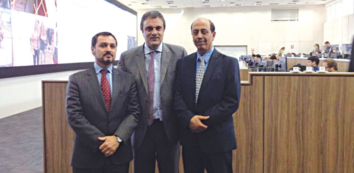 Staff Maj Gen al-Khulaifi with the director-general of Brazilu2019s Federal Police. 