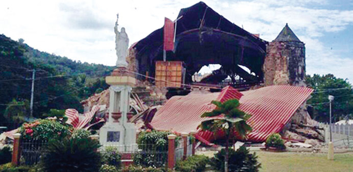 File photo shows the church of San Pedro in Loboc, Bohol after the quake.