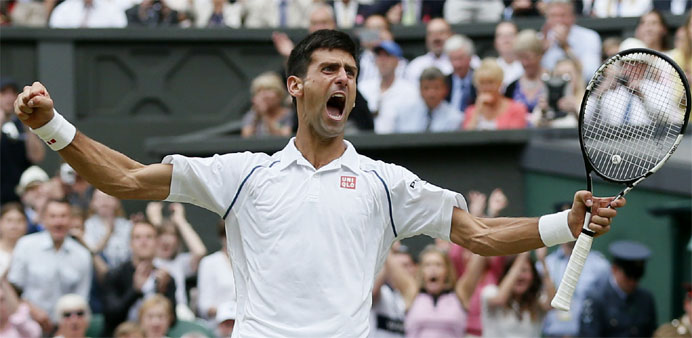 Novak Djokovic of Serbia celebrates after winning his Men's Singles Final match against Roger Federer