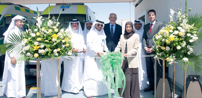 HMC managing director Dr Hanan al-Kuwari (second right) and  other senior HMC staff at the official inauguration of the dispatch centre in Madinat Kha